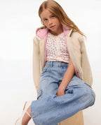 Wide Leg Light Blue Cargo Denim Jeans