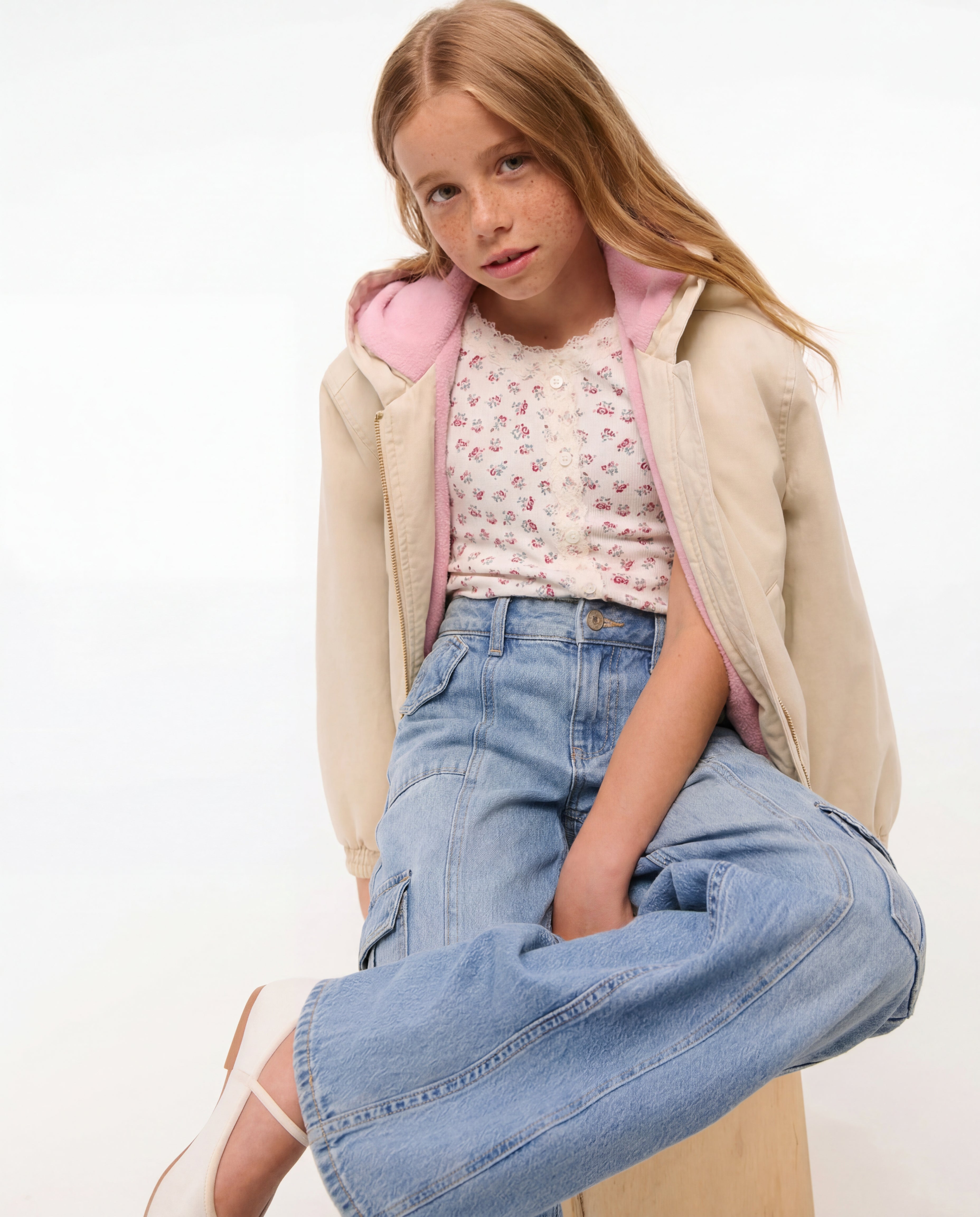 Wide Leg Light Blue Cargo Denim Jeans