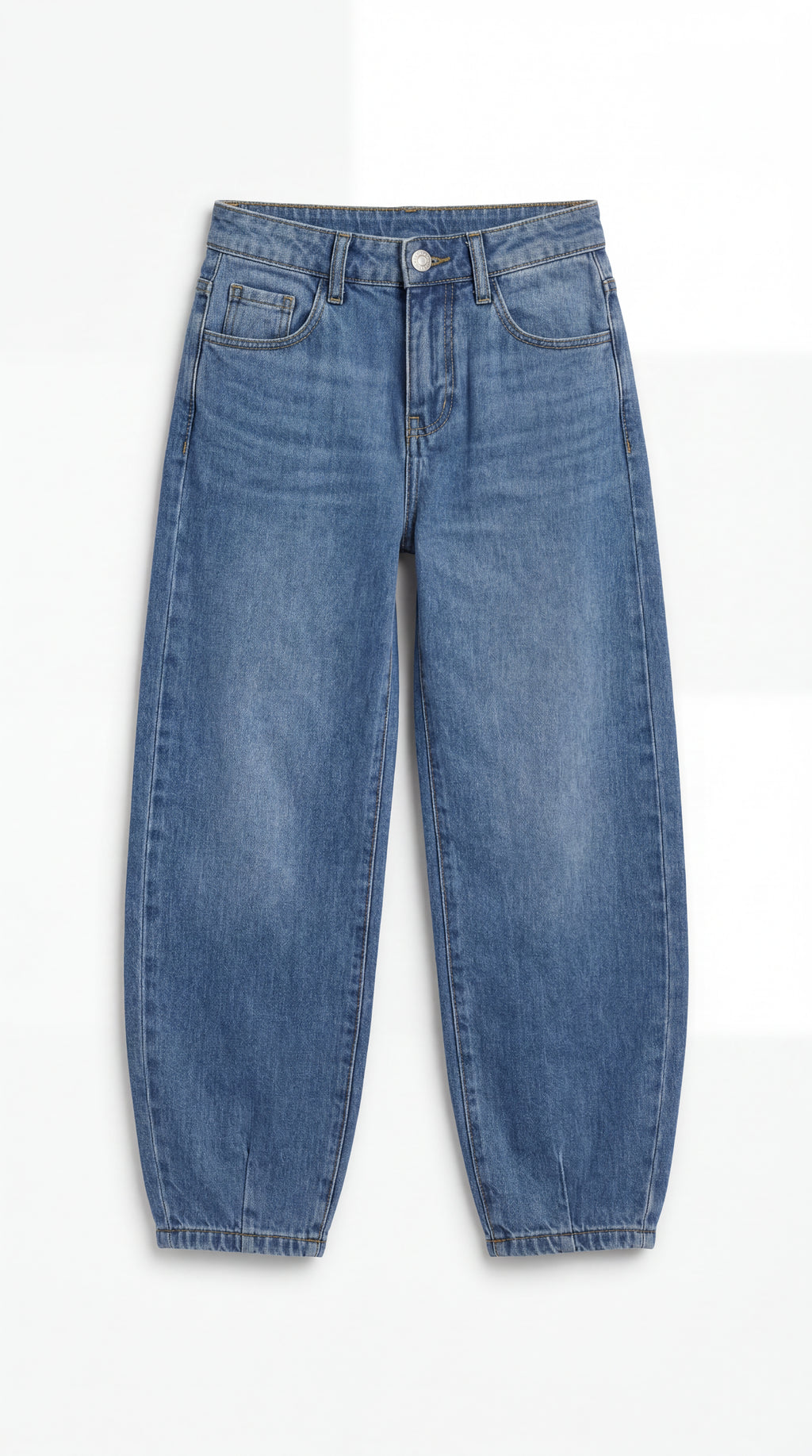 Barrel Fit Medium Blue Jeans