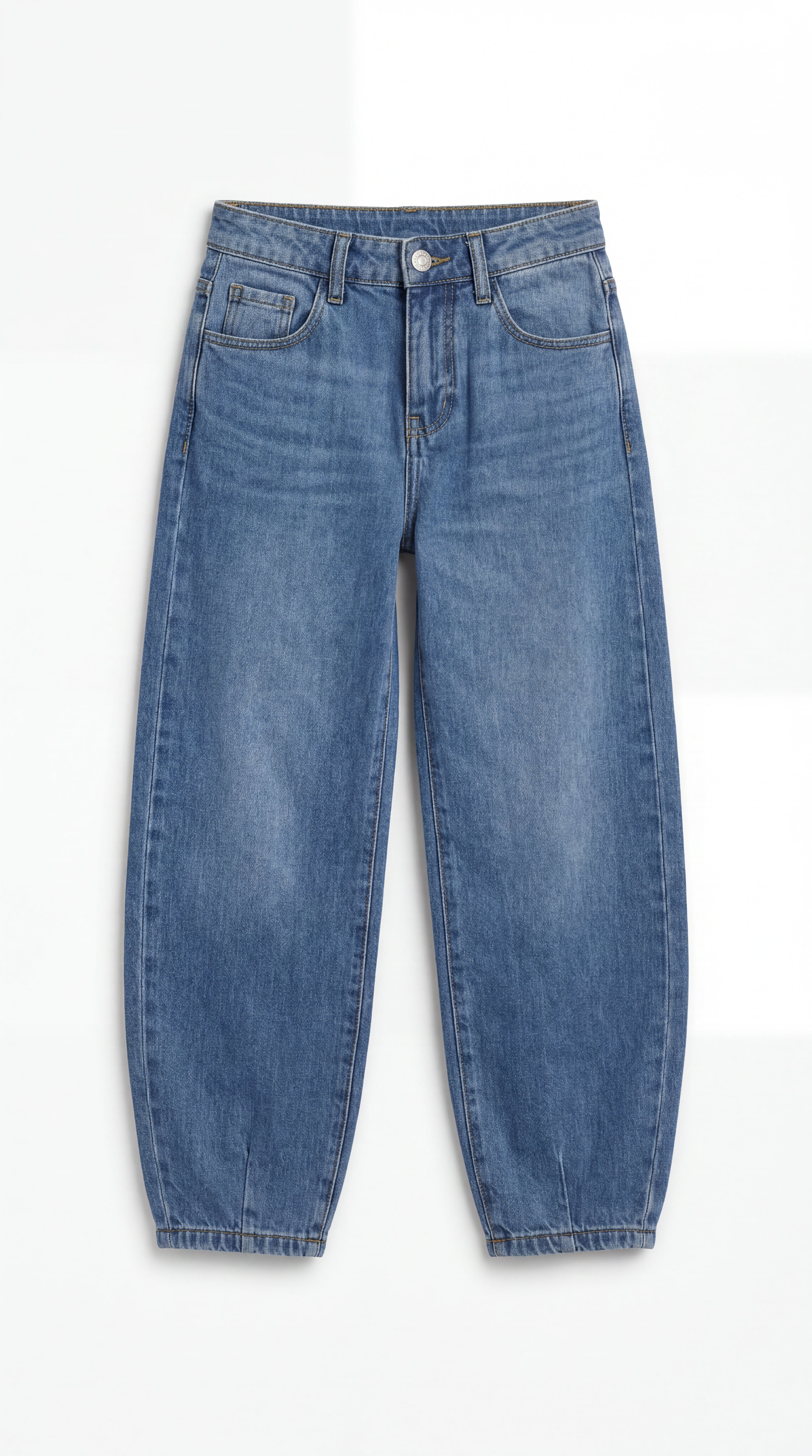 Barrel Fit Medium Blue Jeans