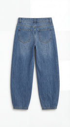 Barrel Fit Medium Blue Jeans