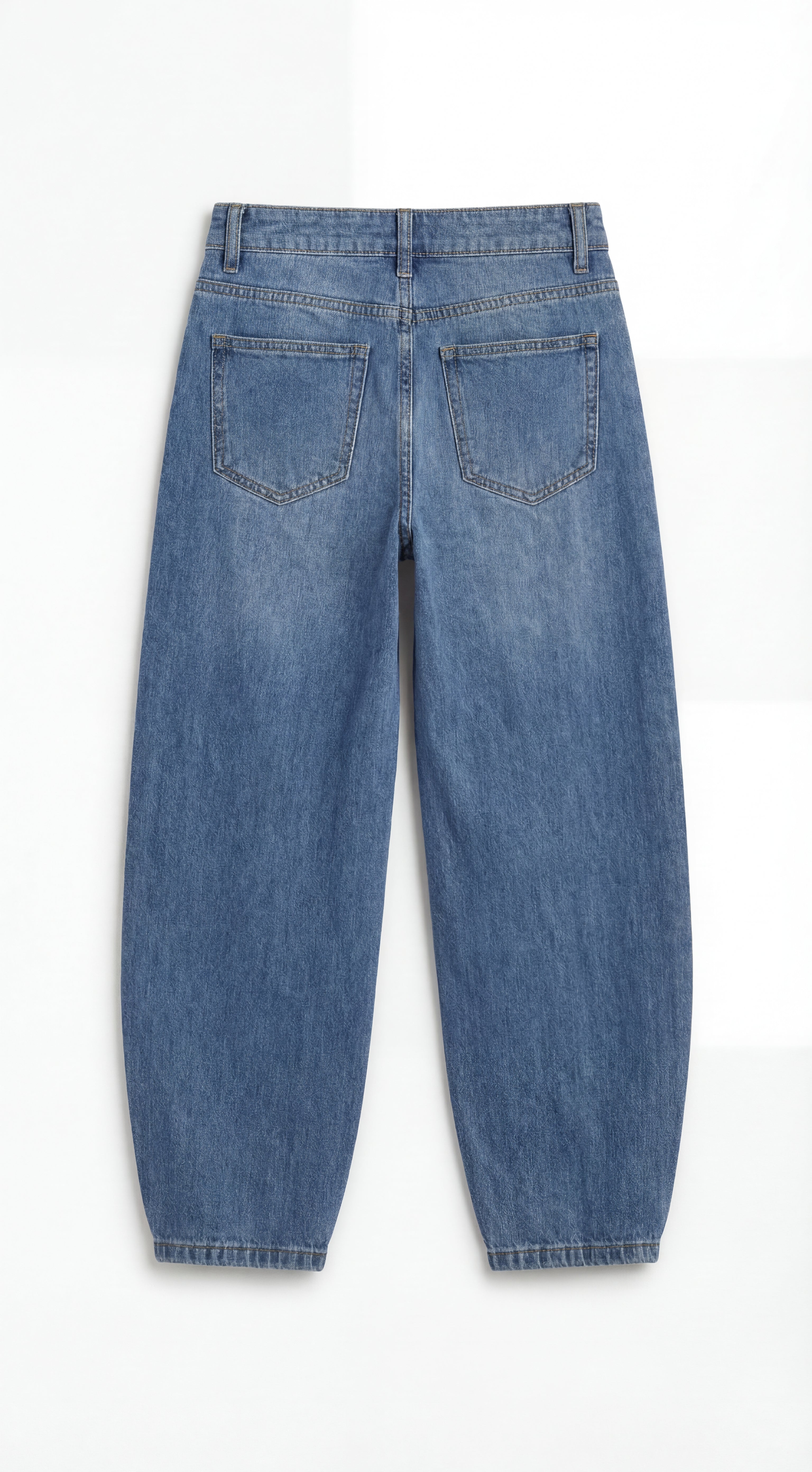 Barrel Fit Medium Blue Jeans