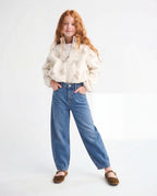 Barrel Fit Medium Blue Jeans