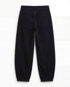 Barrel Fit Black Denim Jeans