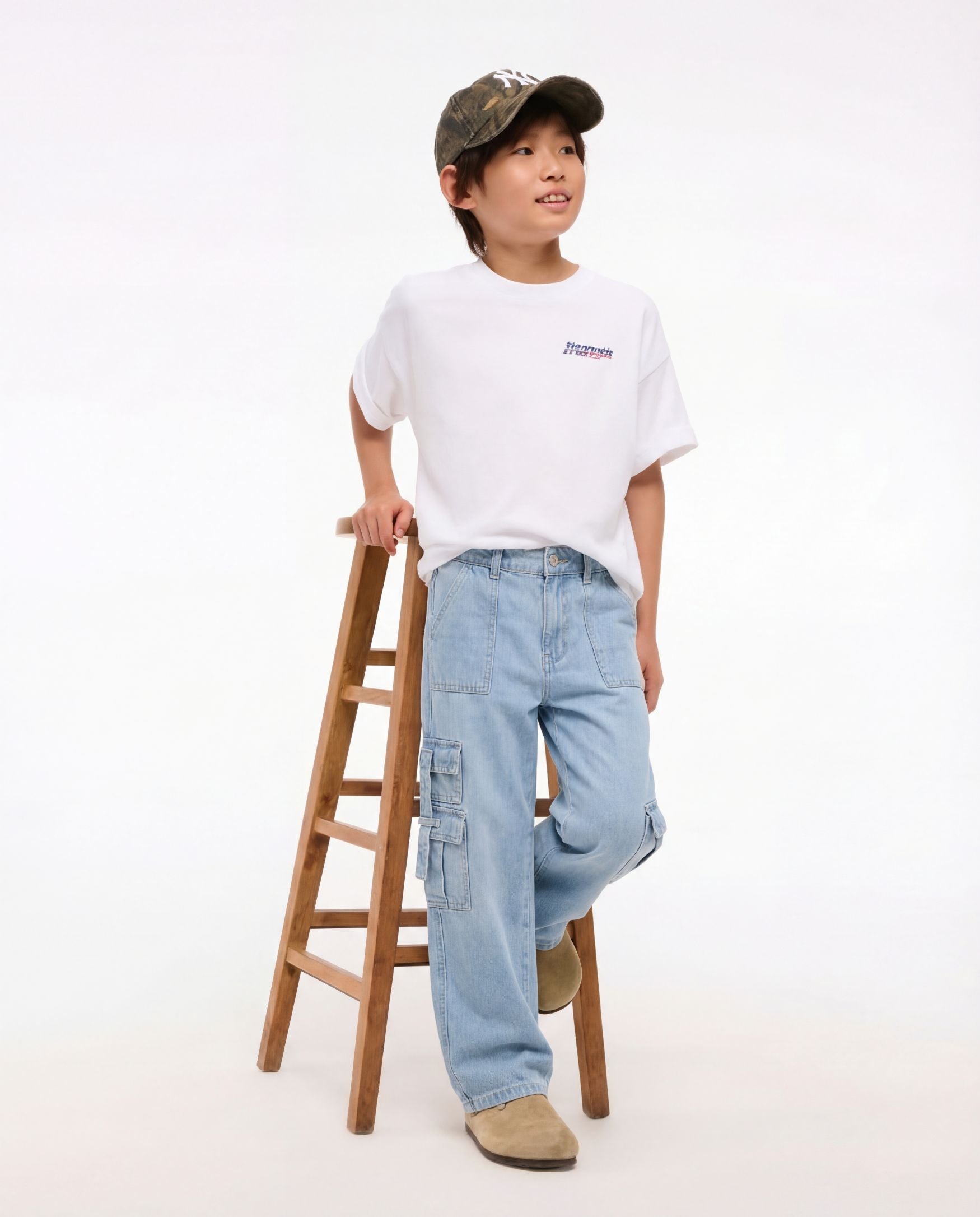 Baggy Light Blue 7-Pocket Cargo Denim Jeans