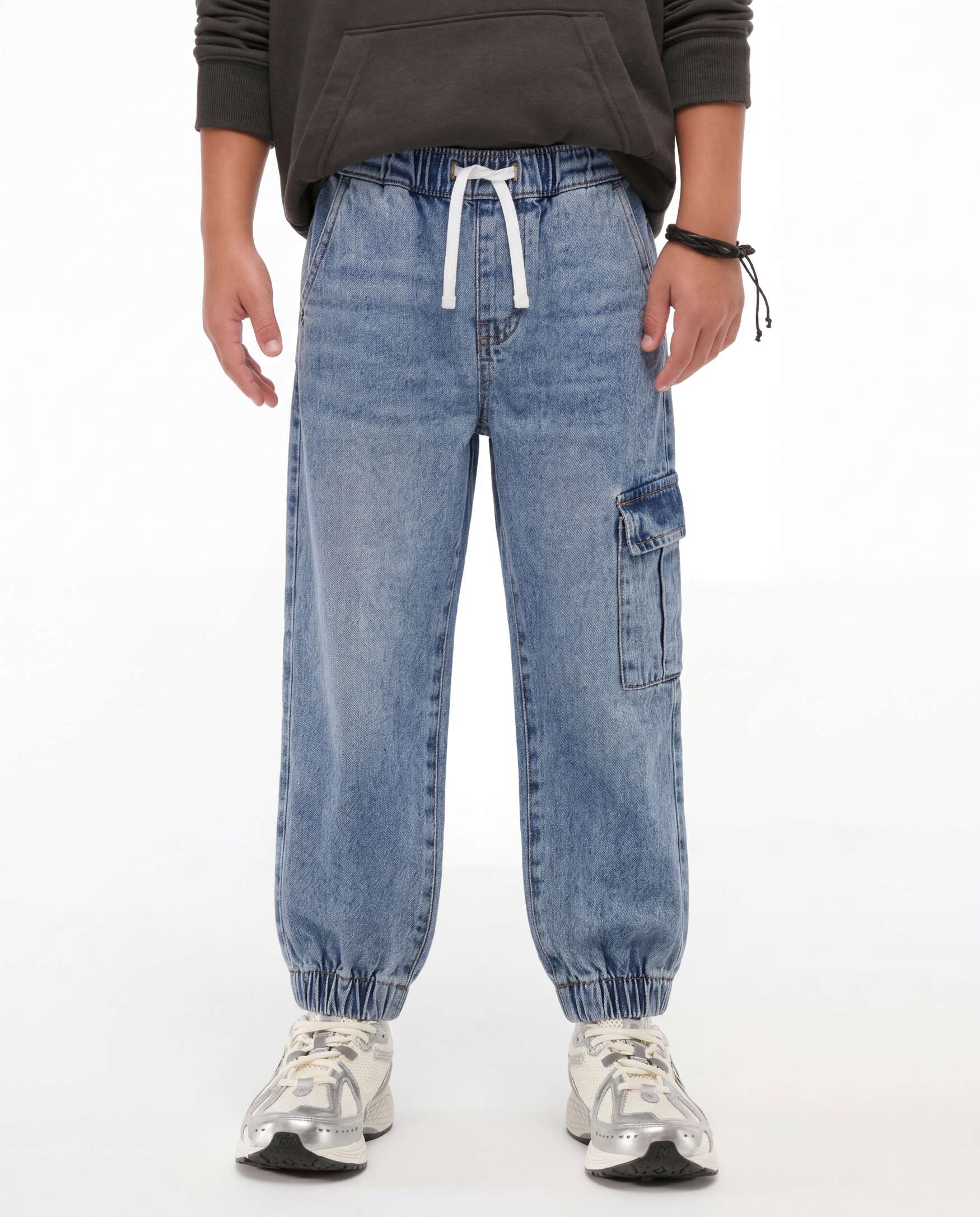 Jogger Fit Light Blue Denim Cargo Pants