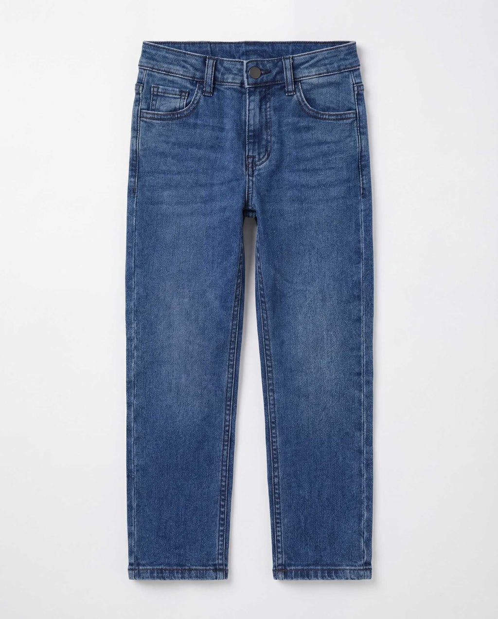 Straight Fit Medium Blue Denim Jeans