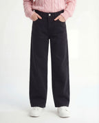 Wide Leg Black Denim Jeans
