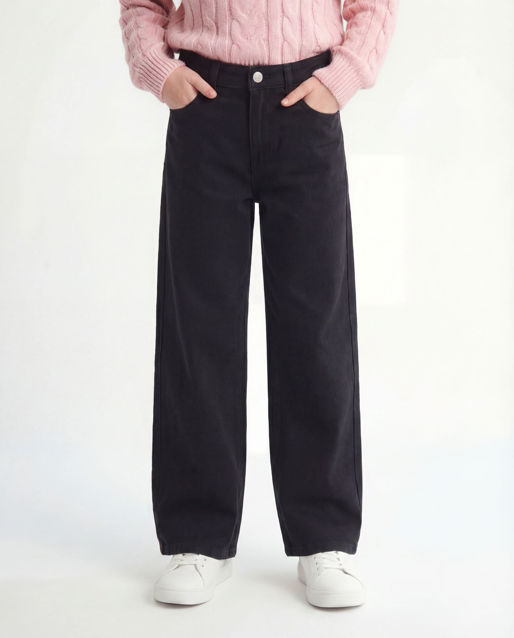Wide Leg Black Denim Jeans