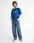 Baggy Medium Blue 7-Pocket Cargo Denim Jeans