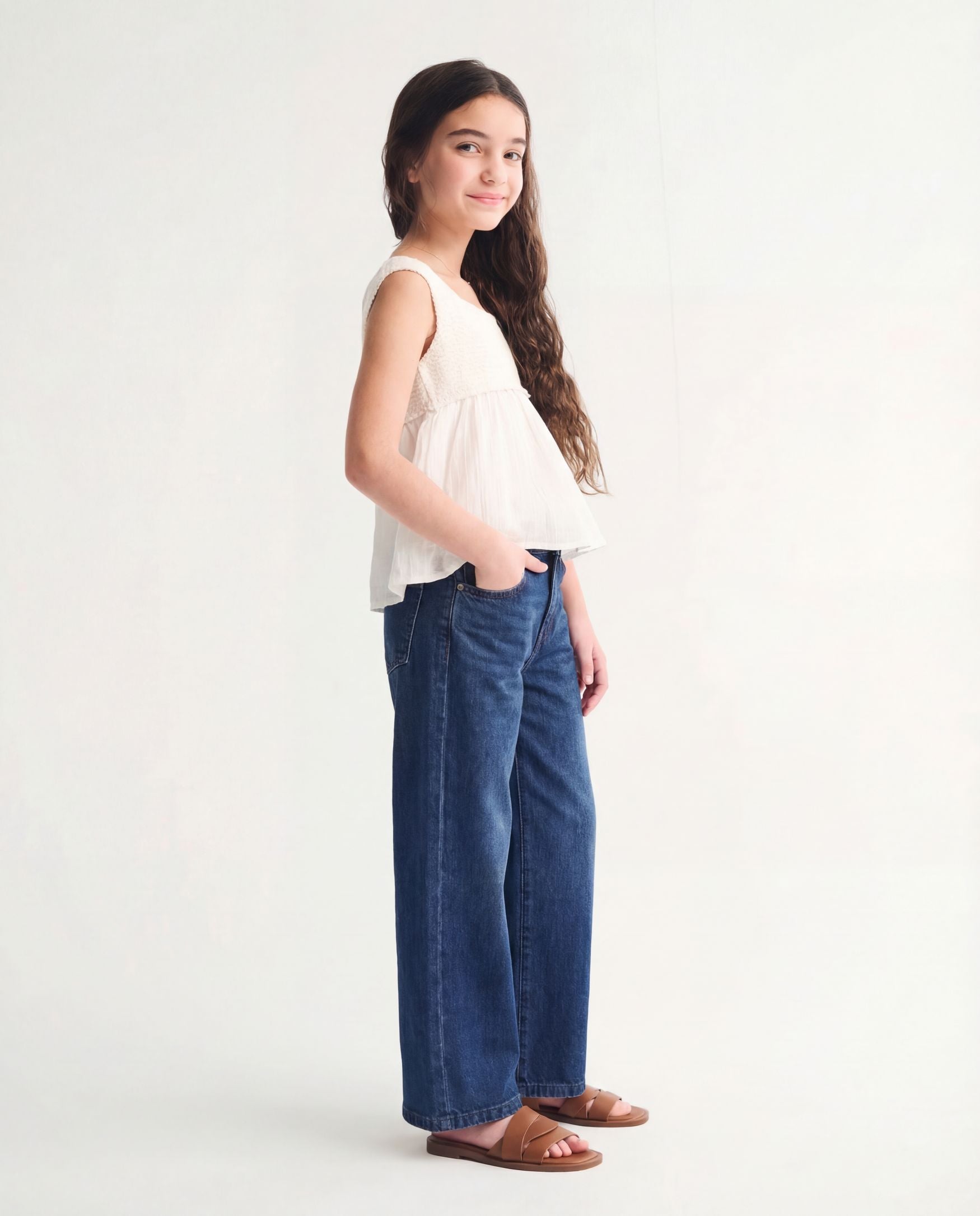 Wide Leg Medium Blue Denim Jeans