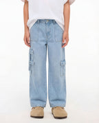 Baggy Light Blue 7-Pocket Cargo Denim Jeans