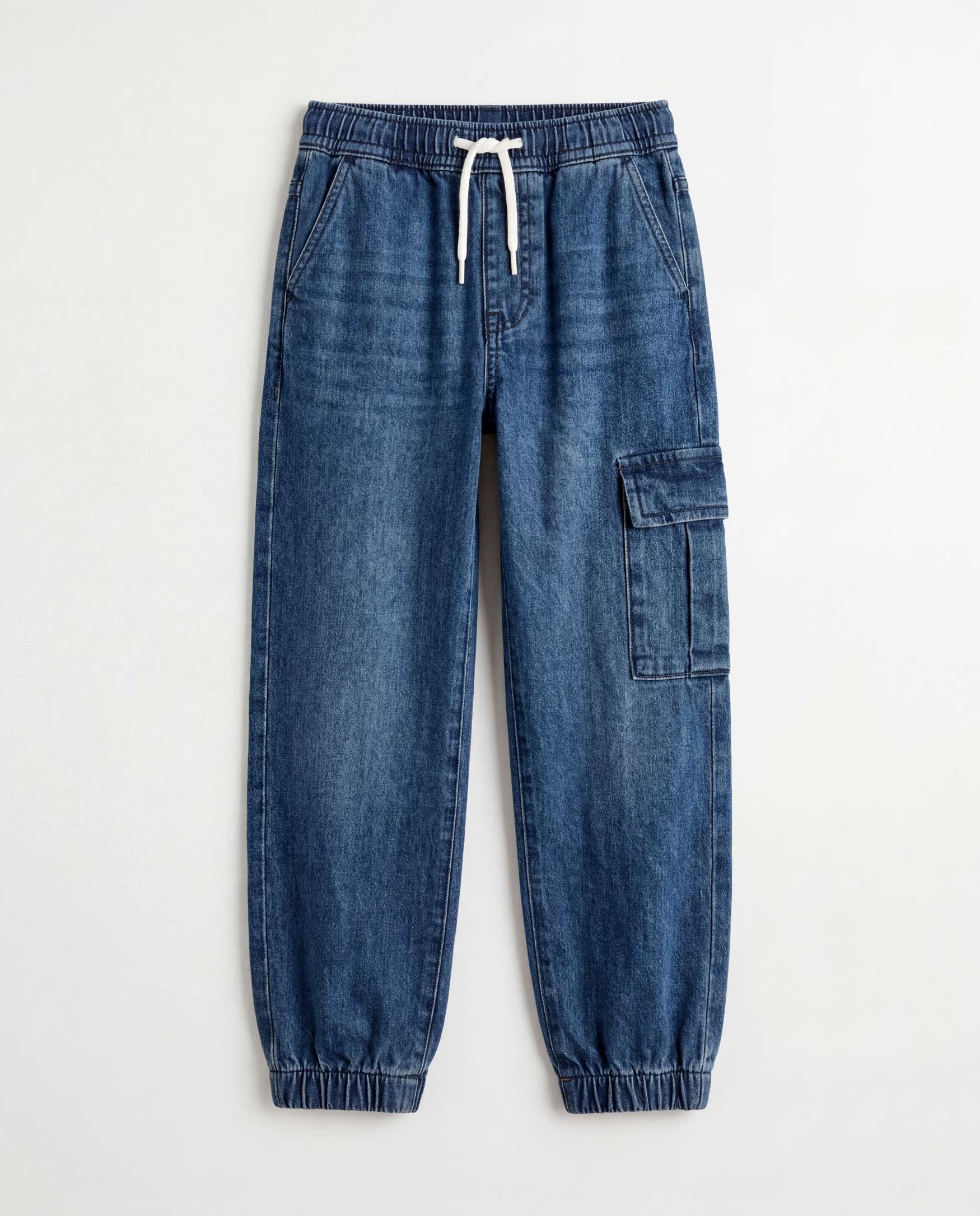 Jogger Fit Medium Blue Denim Cargo Pants