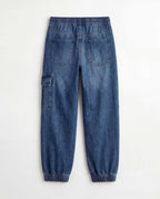Jogger Fit Medium Blue Denim Cargo Pants