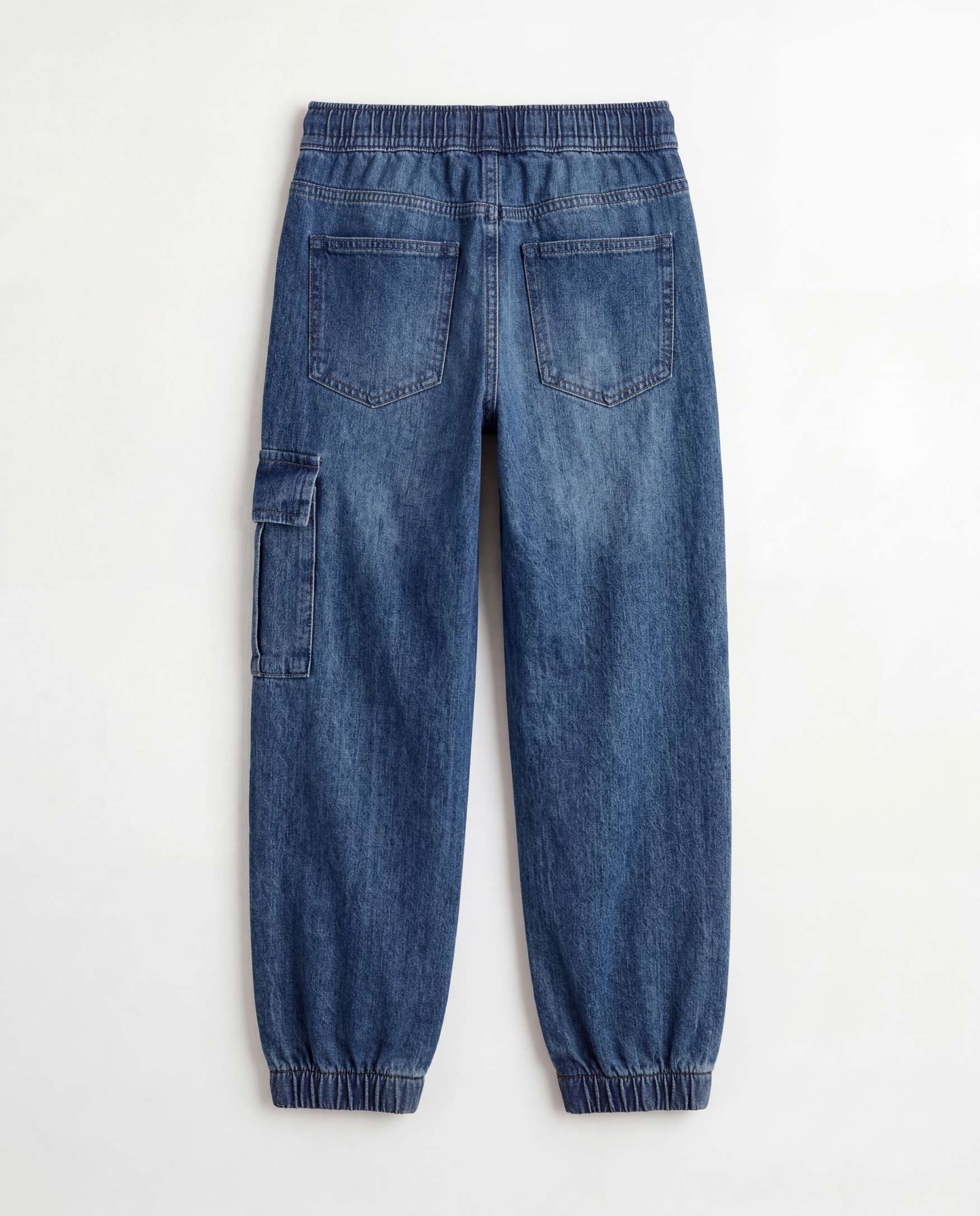 Jogger Fit Medium Blue Denim Cargo Pants