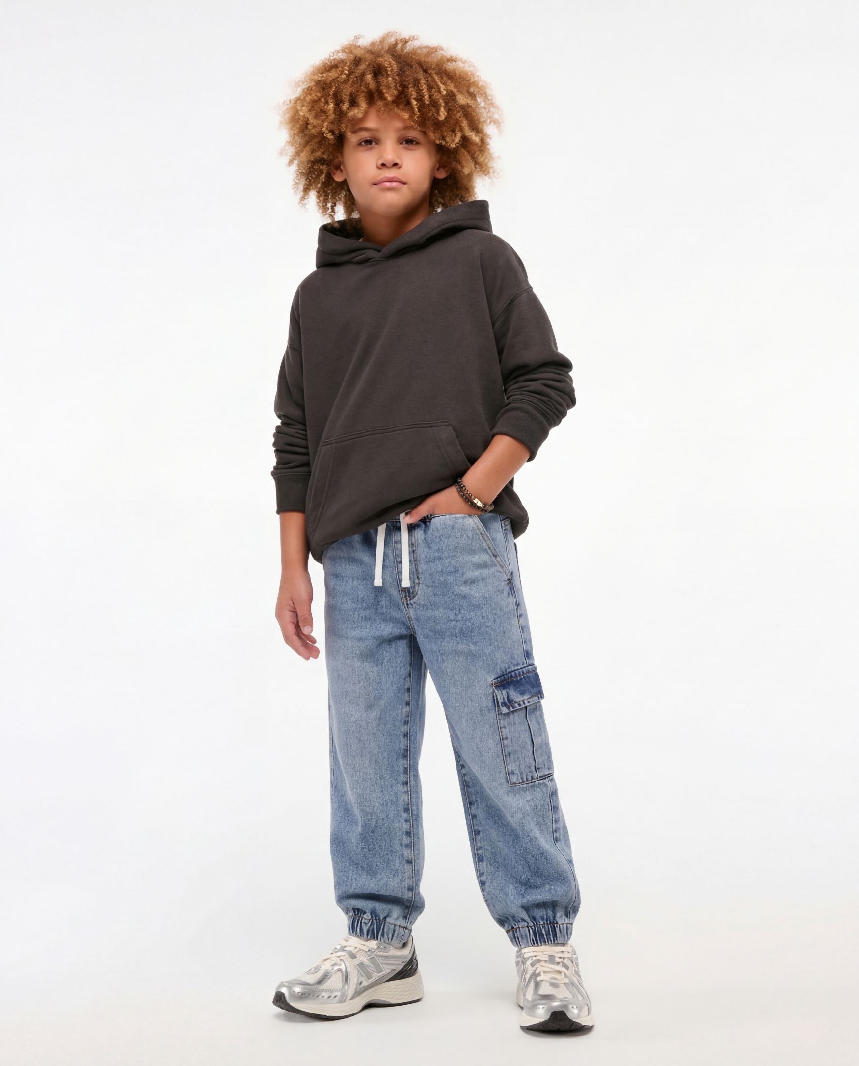 Jogger Fit Light Blue Denim Cargo Pants