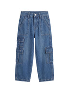 Baggy Medium Blue 7-Pocket Cargo Denim Jeans
