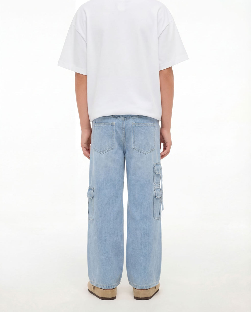 Baggy Light Blue 7-Pocket Cargo Denim Jeans