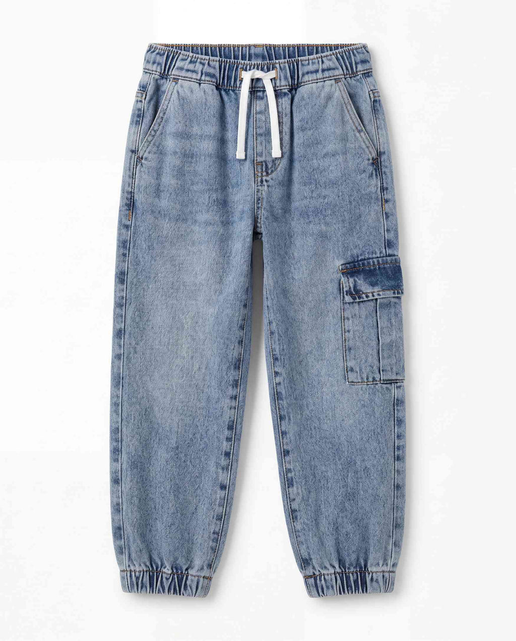 Jogger Fit Light Blue Denim Cargo Pants
