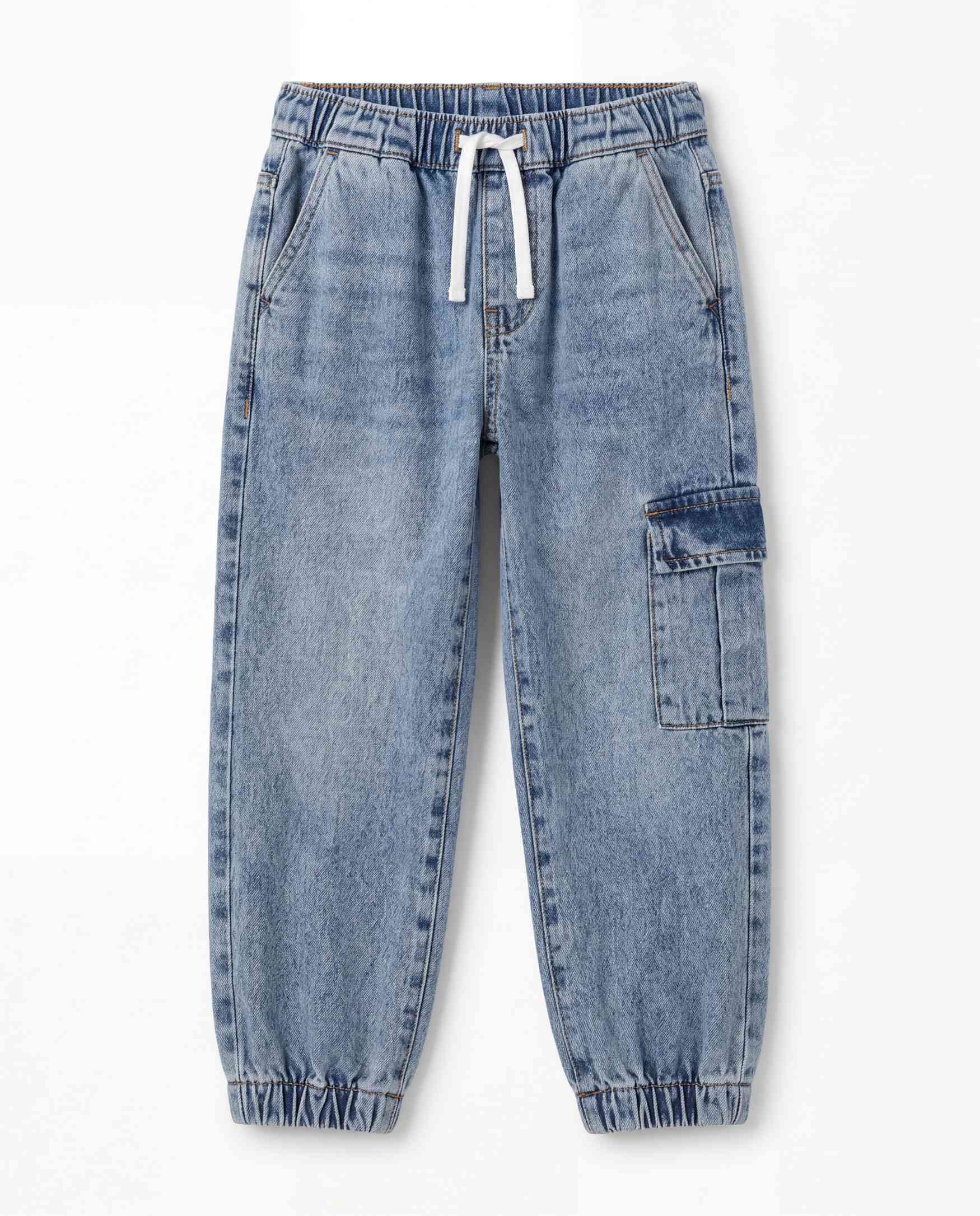 Jogger Fit Light Blue Denim Cargo Pants