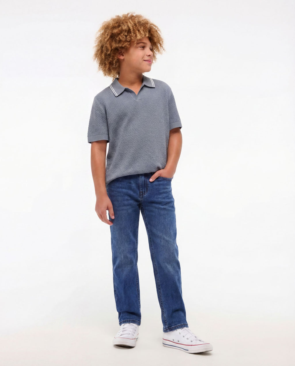 Straight Fit Medium Blue Denim Jeans