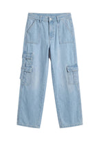 Baggy Light Blue 7-Pocket Cargo Denim Jeans