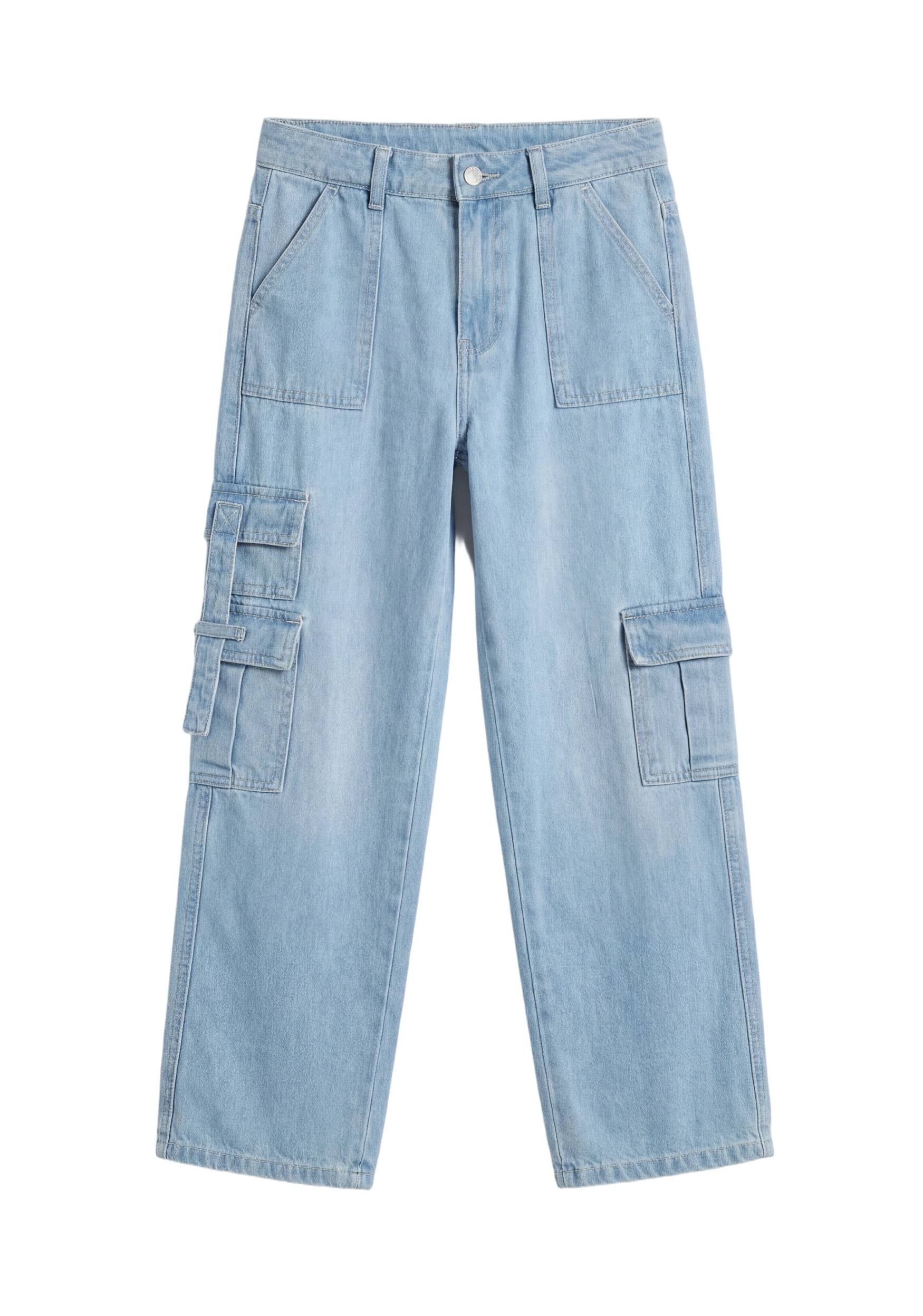 Baggy Light Blue 7-Pocket Cargo Denim Jeans