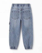 Jogger Fit Light Blue Denim Cargo Pants