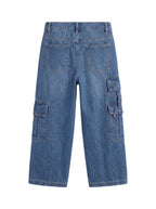 Baggy Medium Blue 7-Pocket Cargo Denim Jeans