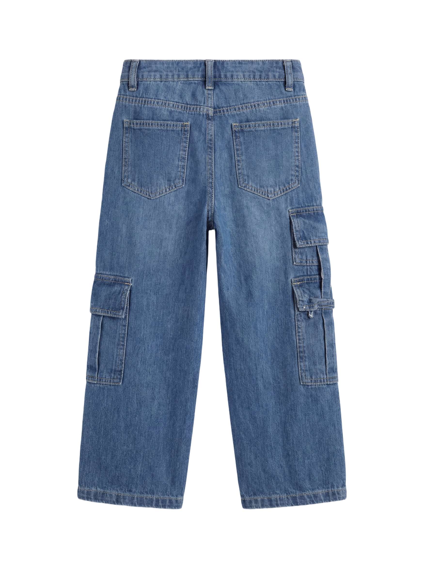 Baggy Medium Blue 7-Pocket Cargo Denim Jeans