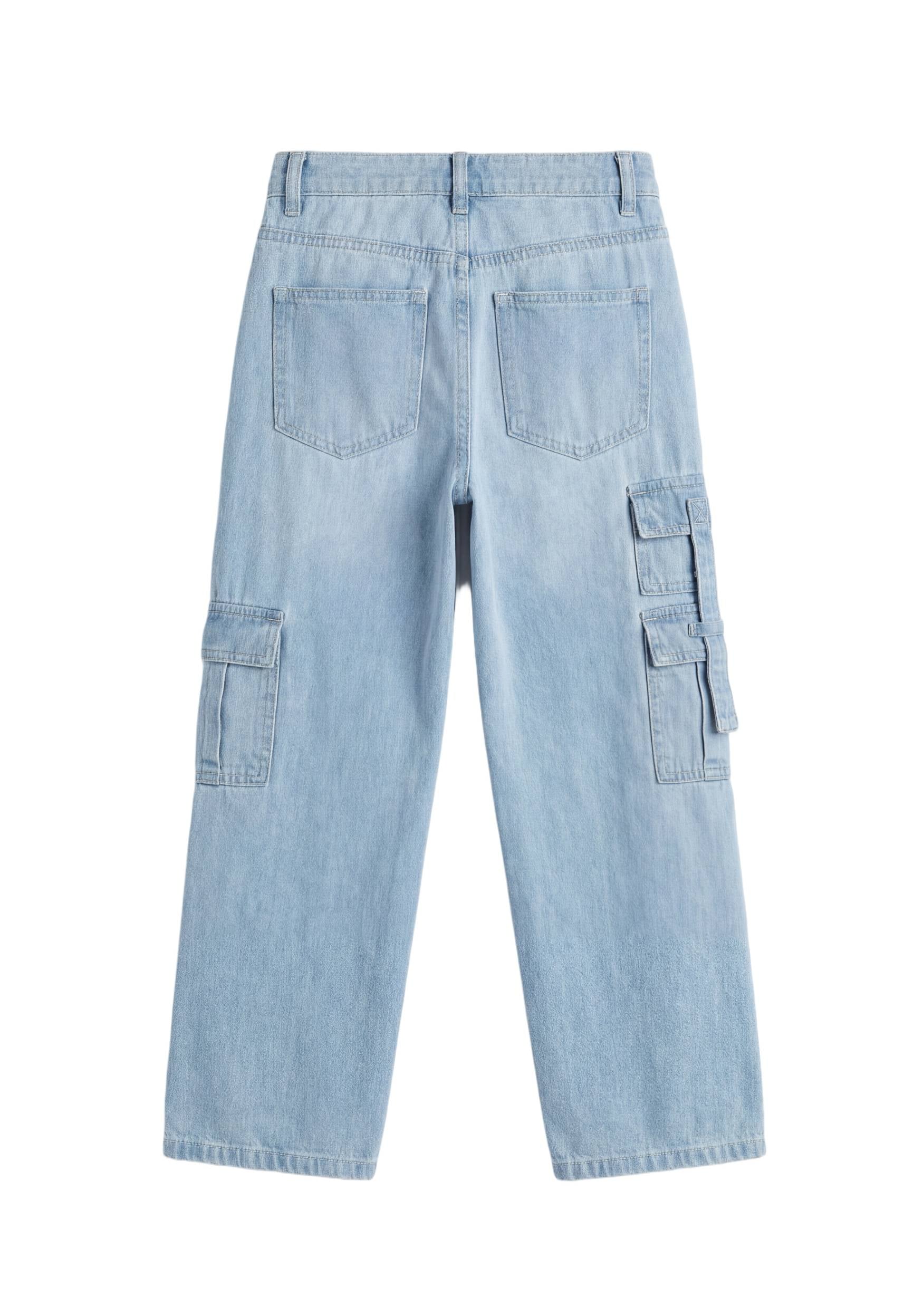 Baggy Light Blue 7-Pocket Cargo Denim Jeans