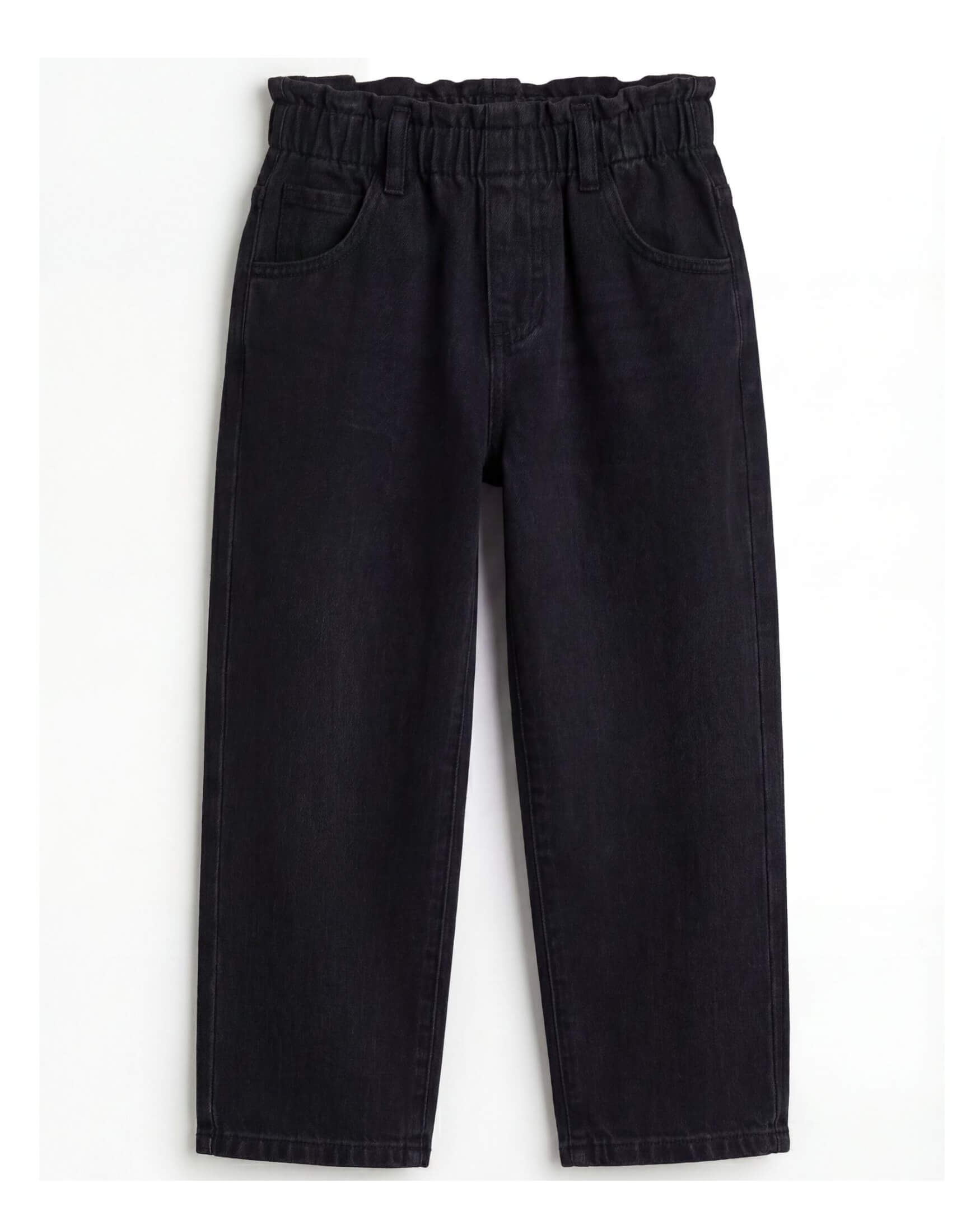 PaperBag Mom Fit Black Denim Jeans