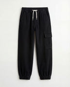 Jogger Fit Black Denim Cargo Pants