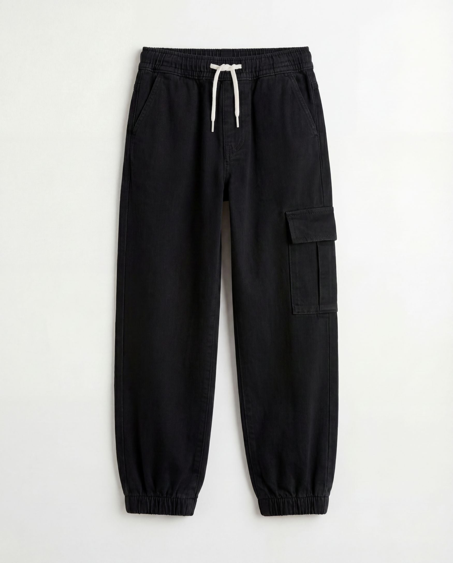 Jogger Fit Black Denim Cargo Pants
