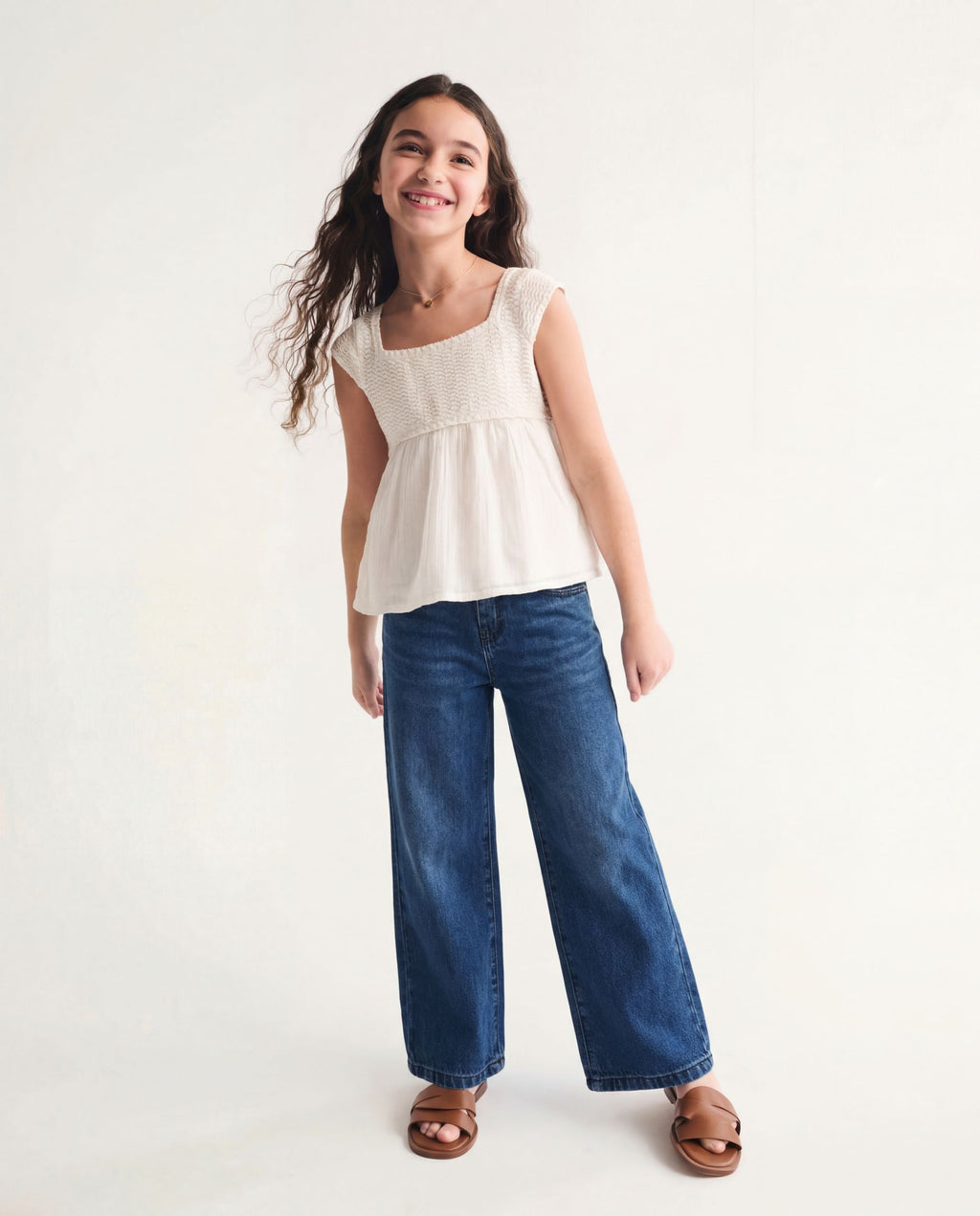 Wide Leg Medium Blue Denim Jeans