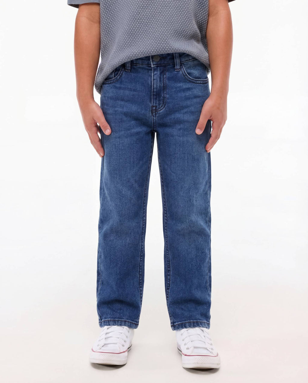 Straight Fit Medium Blue Denim Jeans