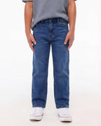 Straight Fit Medium Blue Denim Jeans