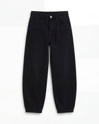 Barrel Fit Black Denim Jeans