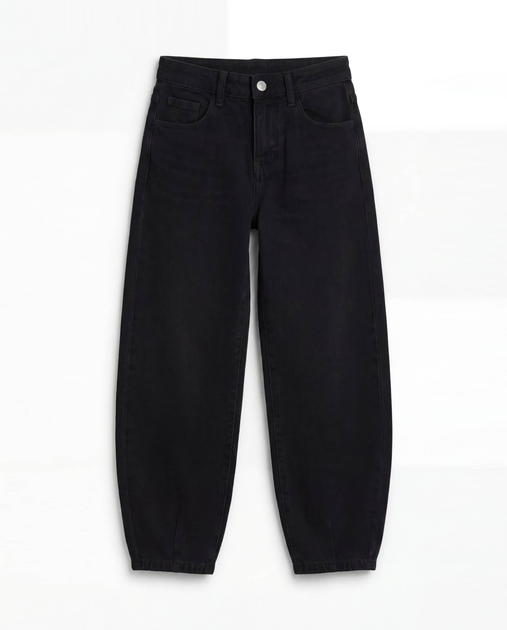 Barrel Fit Black Denim Jeans