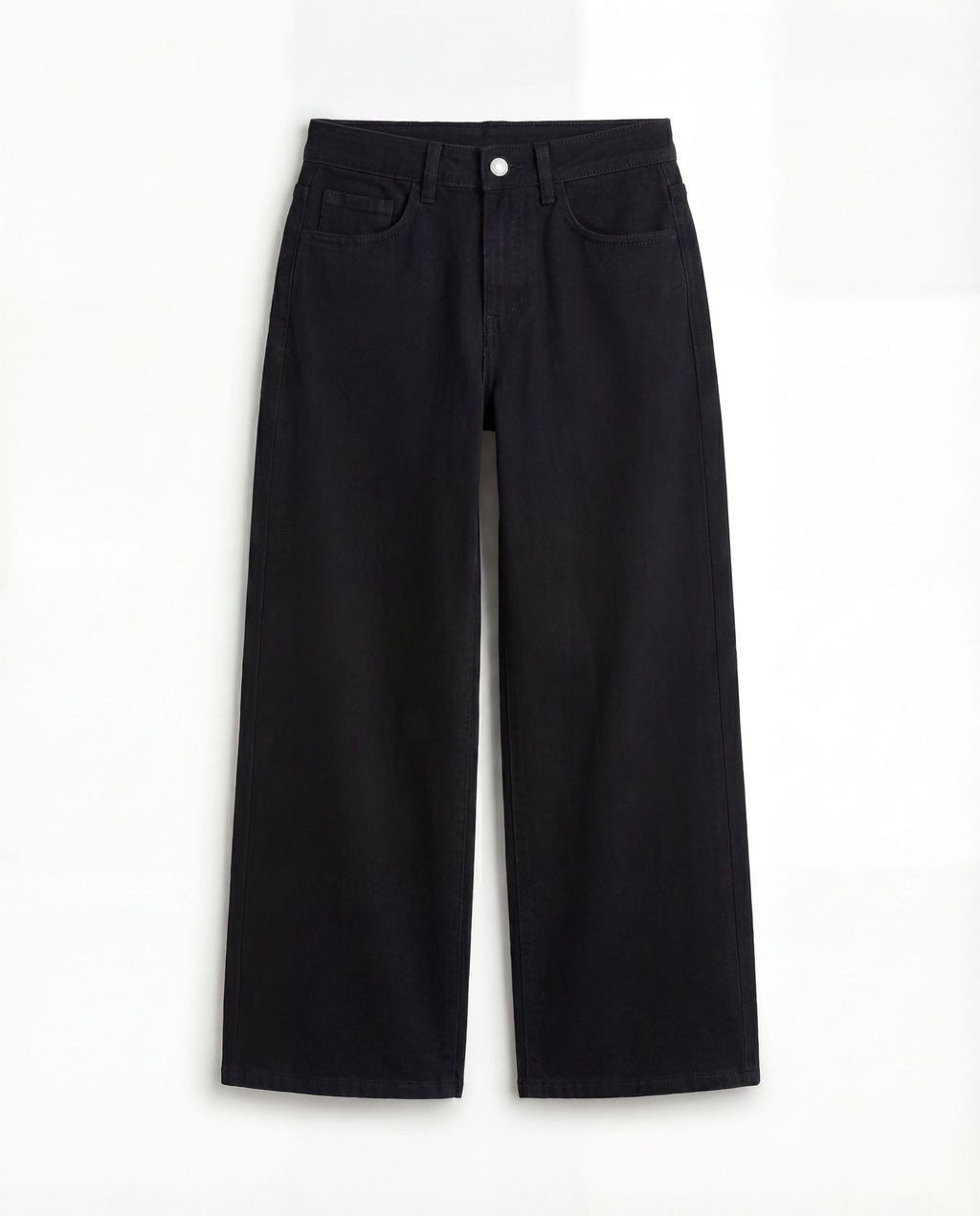 Wide Leg Black Denim Jeans