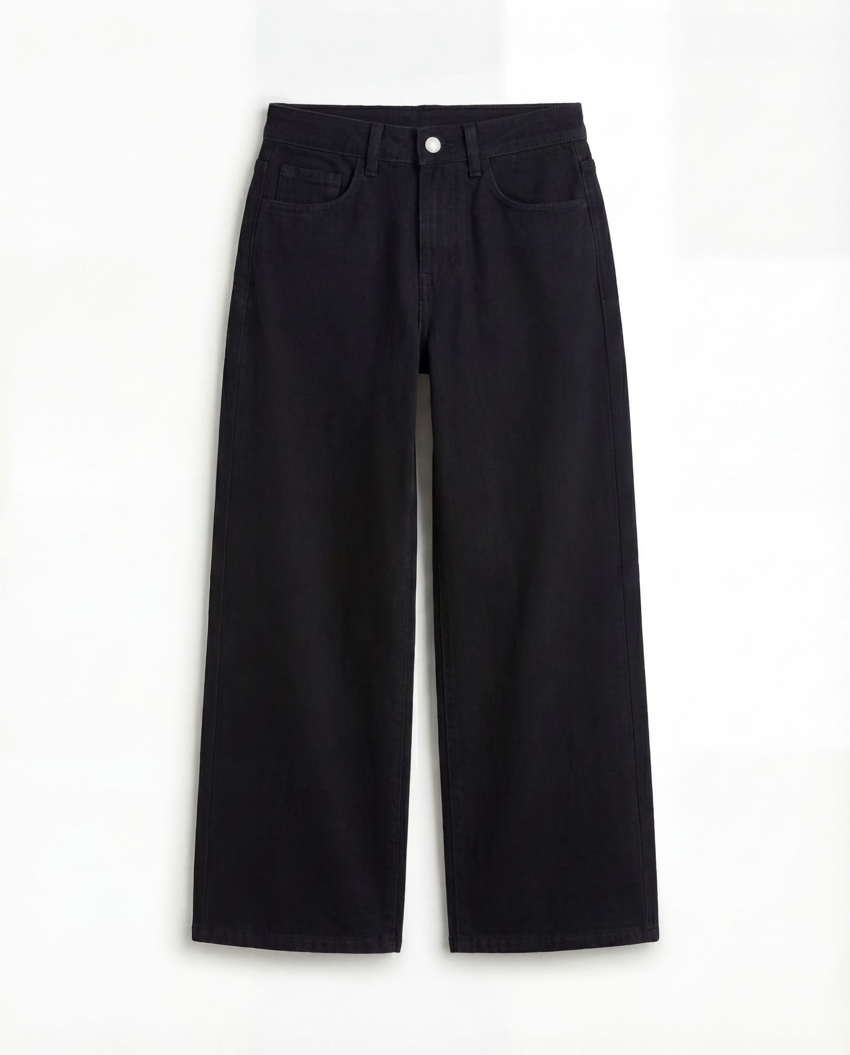 Wide Leg Black Denim Jeans